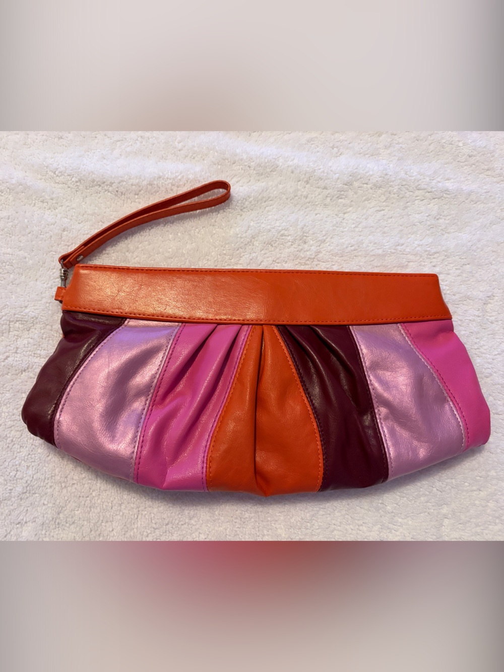 Apt. 9 Colorblock Pink, Orange & Burgundy Leather Wristlet